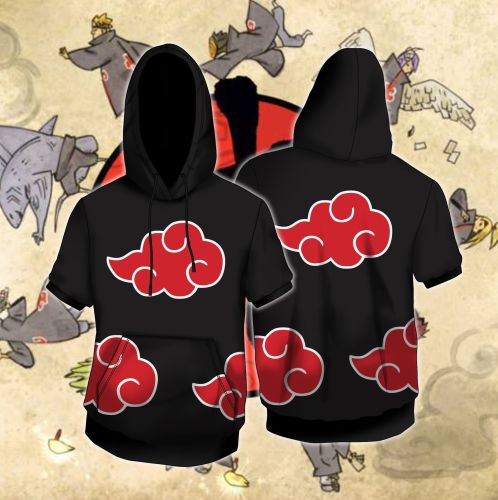 Naruto Anime Uchiha Itachi Cosplay Unisex 3D Printed Short Sleeve Hoodie Sweatshirt Pullover