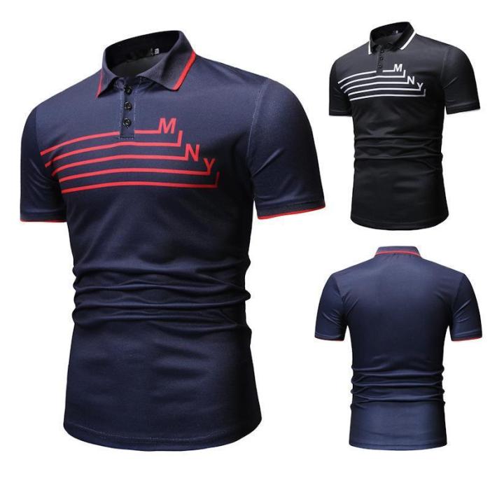 Men'S Print Casual Fashion Line Polo Shirt