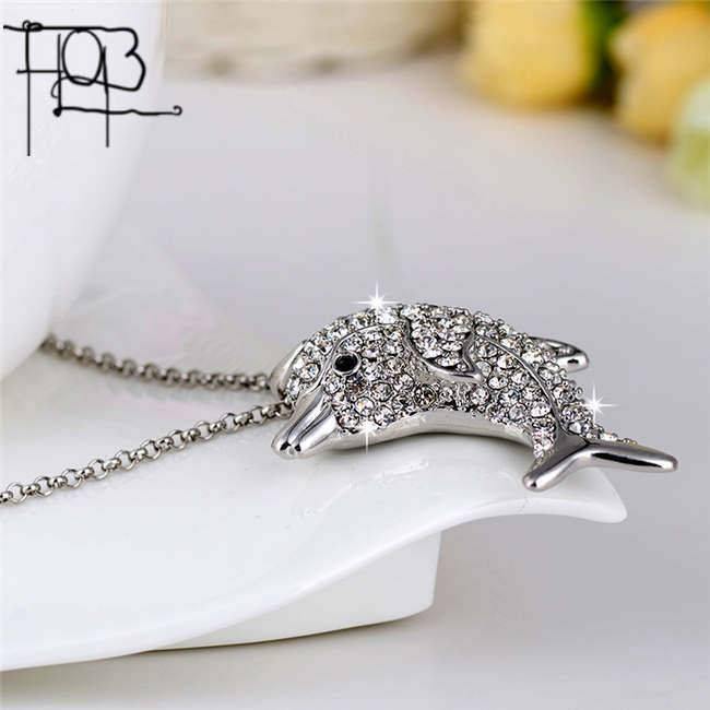 Rhinestone Filled Dolphin Necklace