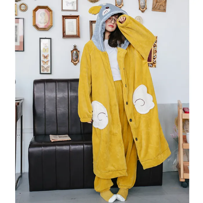Bunny Ears Angel Plush Hooded Pajama Set