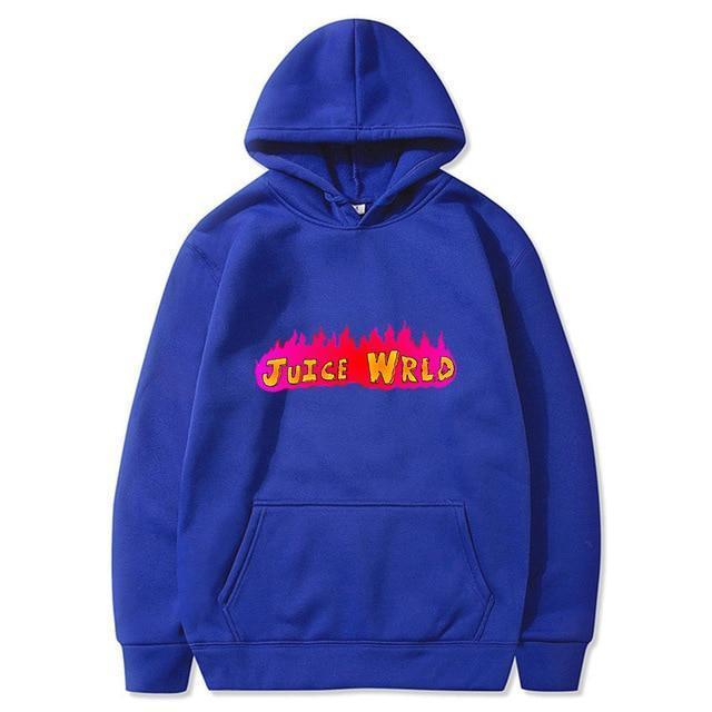 Juice Wrld Flame-Print Loose-Fitting Hoodie For Men And Women