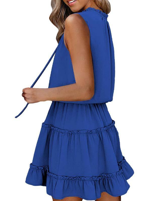 Summer Casual Dress For Women Sleeveless Ruffle Mini Dress