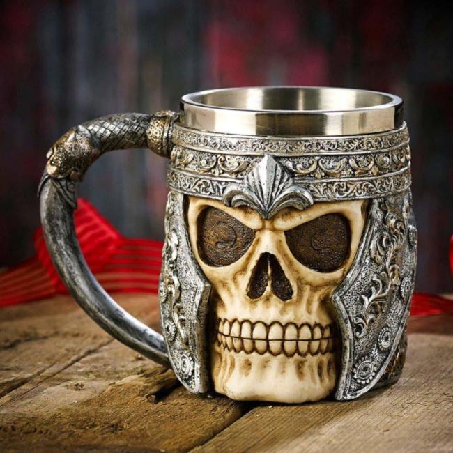 Viking Skull Warrior Beer Mug