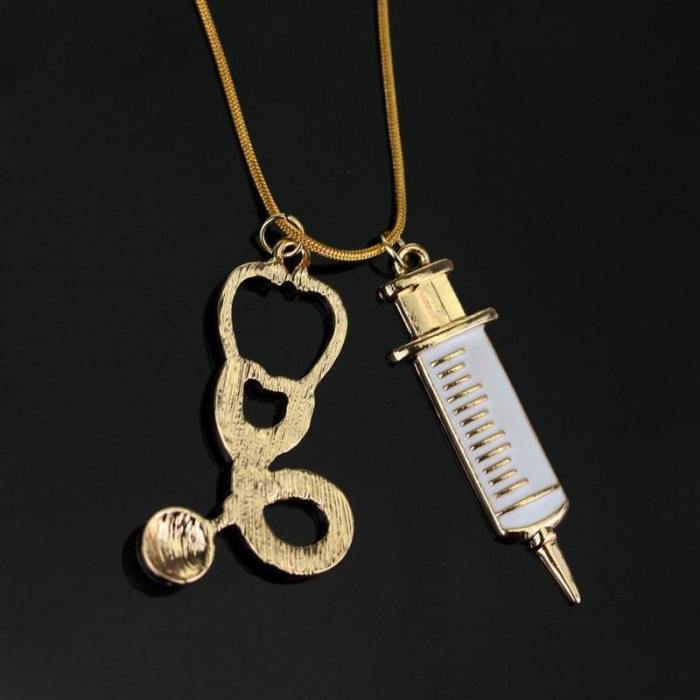 Stethoscope Syringe Necklace