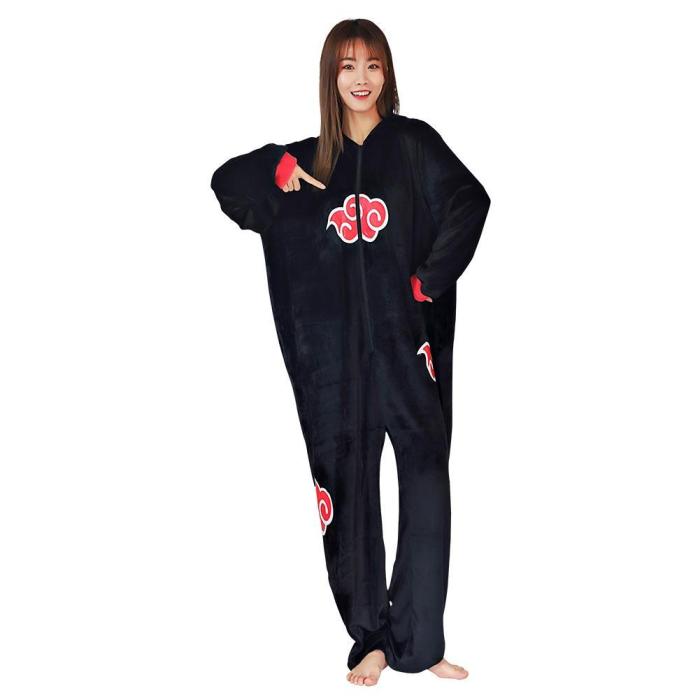 Anime Naruto Akatsuki Cloud Pajama Adult Unisex Onesies Polyester Sleepwear Pyjamas Halloween Carnival Costume Cosplay Costume