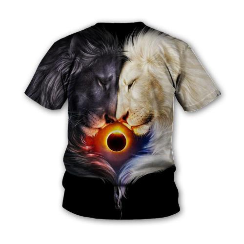 Men'S Printed Lion Picture 3D Casual T-Shirt