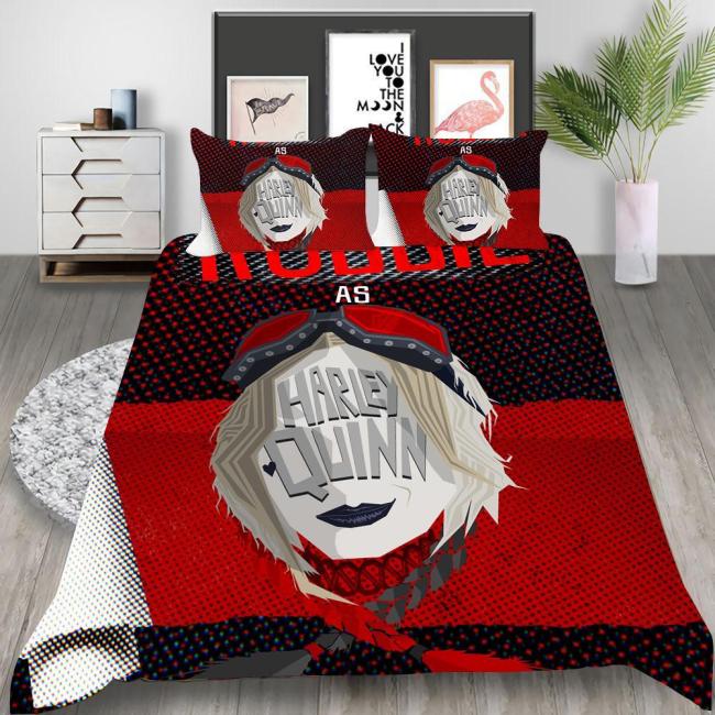 Suicide Squad Harley Quinn Cosplay Bedding Set Duvet Cover Pillowcases Halloween Home Decor