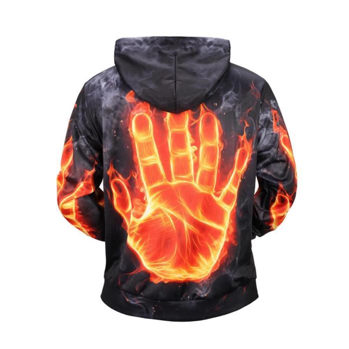 Burning Hand 3D Logo Hoodie For Men And Women Sweatshirt
