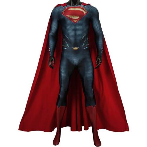 Man Of Steel Superman Clark Kent Jumpsuit With Cloak Cosplay Costume