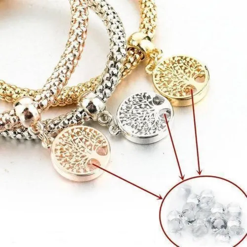  Tree Of Life  Charm Bracelet With Austrian Crystals