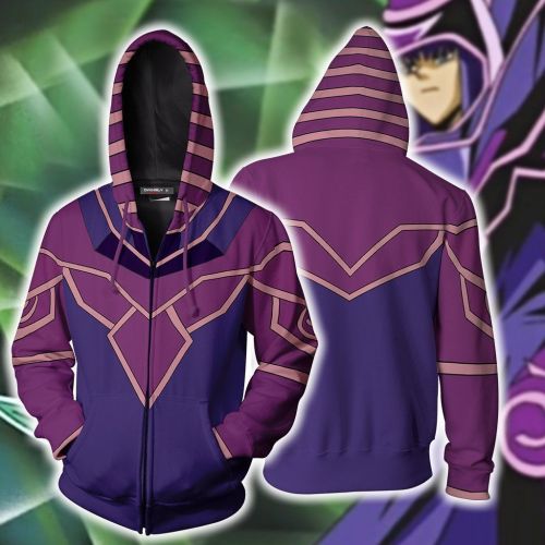 Yu-Gi-Oh! Anime Dark Black Magician Cosplay Unisex 3D Printed Hoodie Sweatshirt Jacket With Zipper