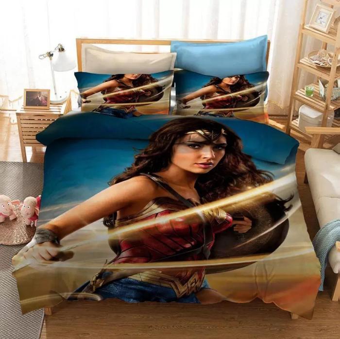 Cosicon Wonder Woman Diana Prince Cosplay Duvet Cover Set Halloween Christmas Quilt Cover