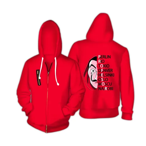 Red Money Heist La Casa De Papel Tv Unisex 3D Printed Hoodie Sweatshirt Jacket With Zipper