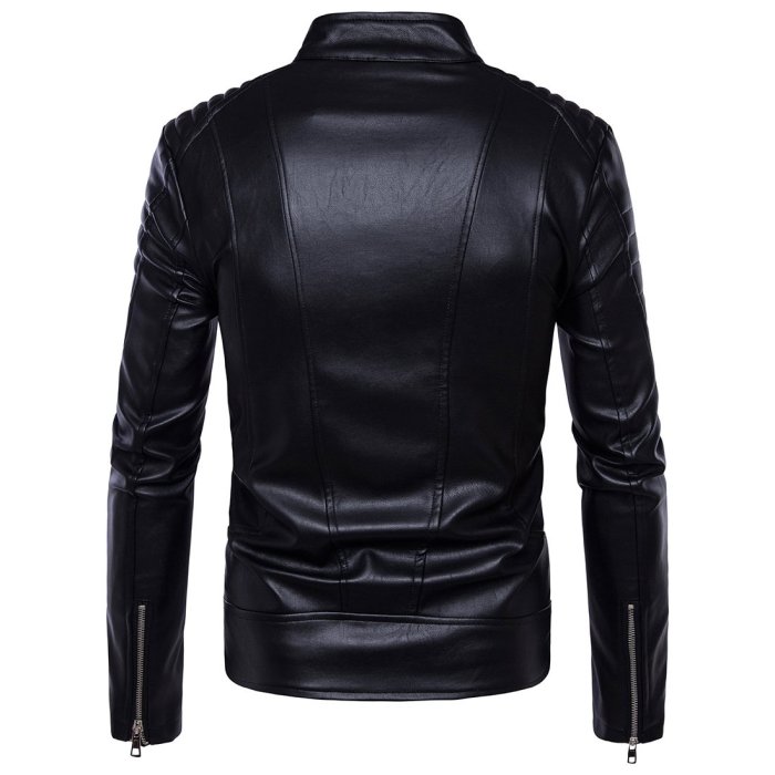 Manswear Slim Zipper Leather Jacket