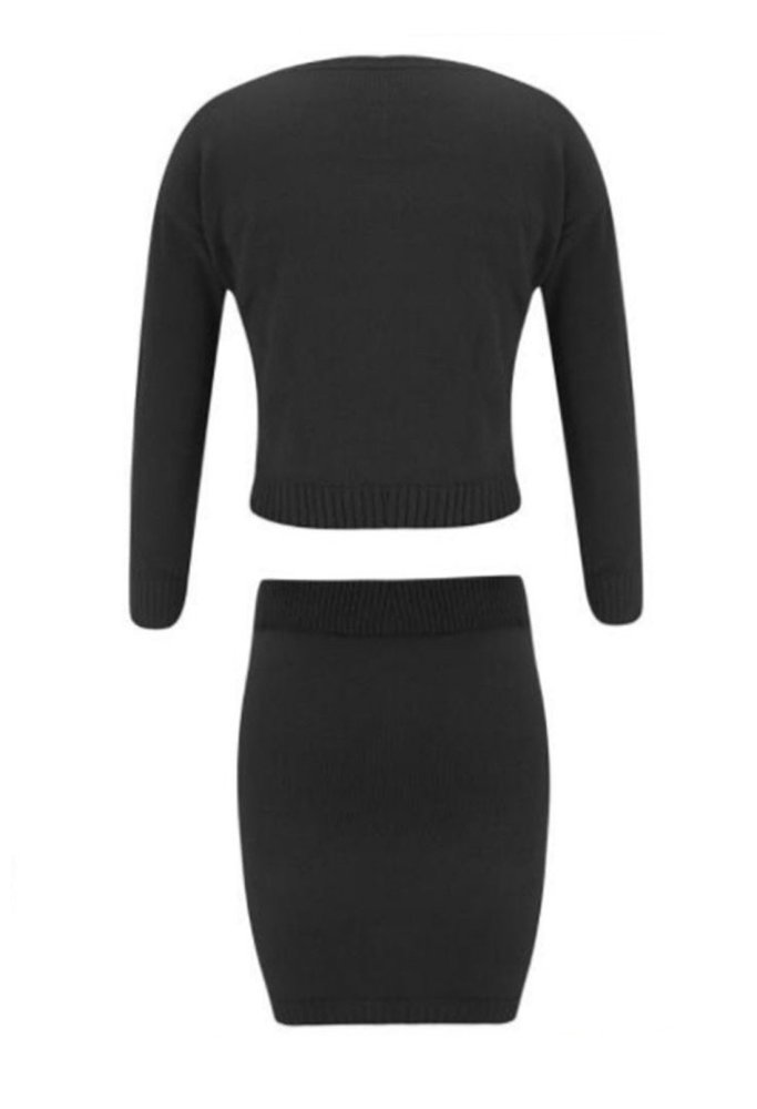 Women'S Casual Outfits Shrug Cardigan Sweater Strapless Top Bodycon Skirts Set