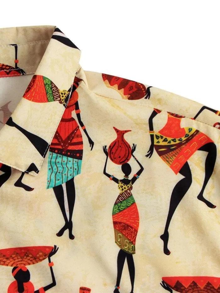 Manswear Ethnic Style Funny Printed Short Sleeve Shirt