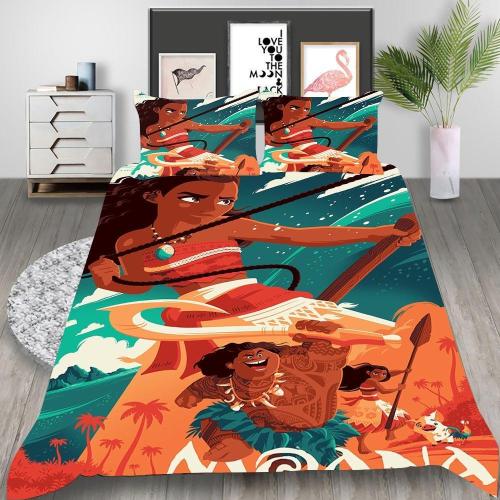 Moana Cosplay Bedding Set Duvet Cover Pillowcases Halloween Home Decor