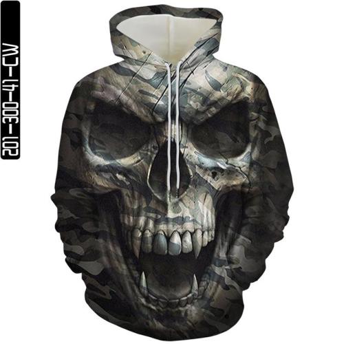 Camouflage Big Skull Man Head Movie Cosplay Unisex 3D Printed Hoodie Sweatshirt Pullover
