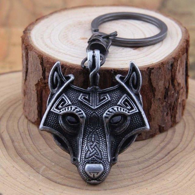 Nordic Wolf Steel Keychain