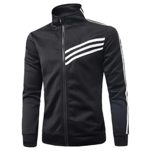 Men Fashion Stripe Stand-Up Collar Sweatshirt