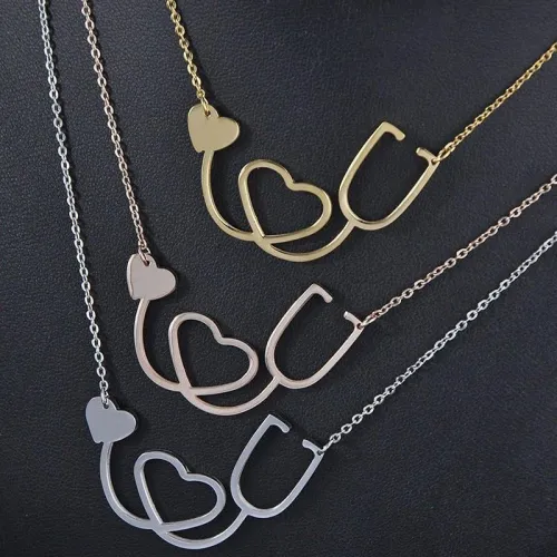 Medical Stethoscope Heart Necklace