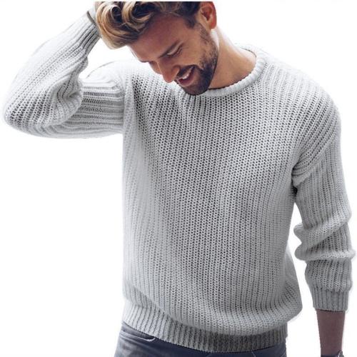 Mens Autumn Winter  Pullover Solid Knit Sweater