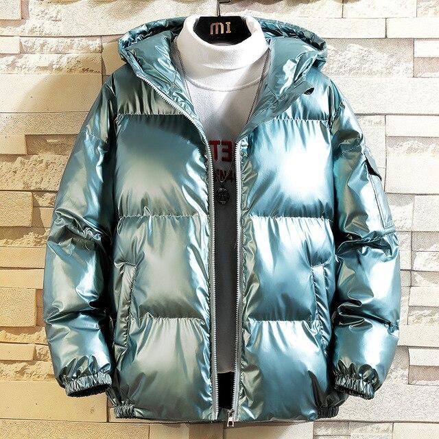 Men Solid Reflective Winter Jackets Outerwear Hip Hop Streetwear