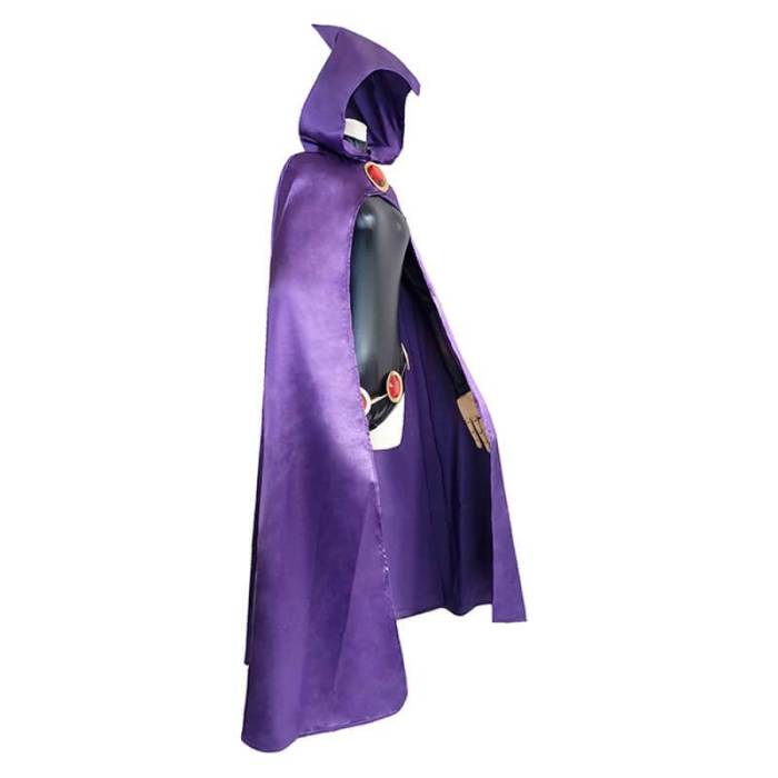 Superhero Teen Titans Raven Zentai Jumpsuit With Cloak Cosplay Costume