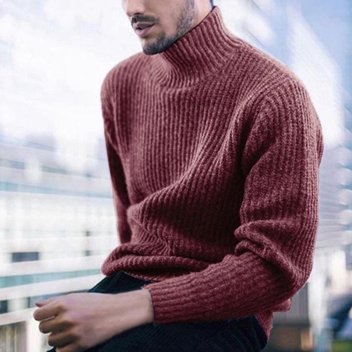 Mens Thicken Long Sleeve Knit Sweater