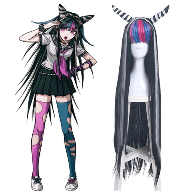 Danganronpa 2: Goodbye Despair Ibuki Mioda Black Cosplay Wig - Wig + Horn