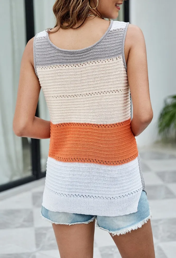 Women'S Patchwork Hollow Out Crochet Sweater Vest