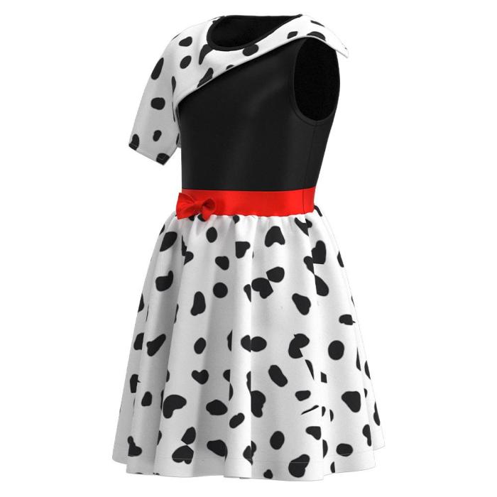 Cruella Spotted Dress Halloween Carnival Suit Cosplay Costume