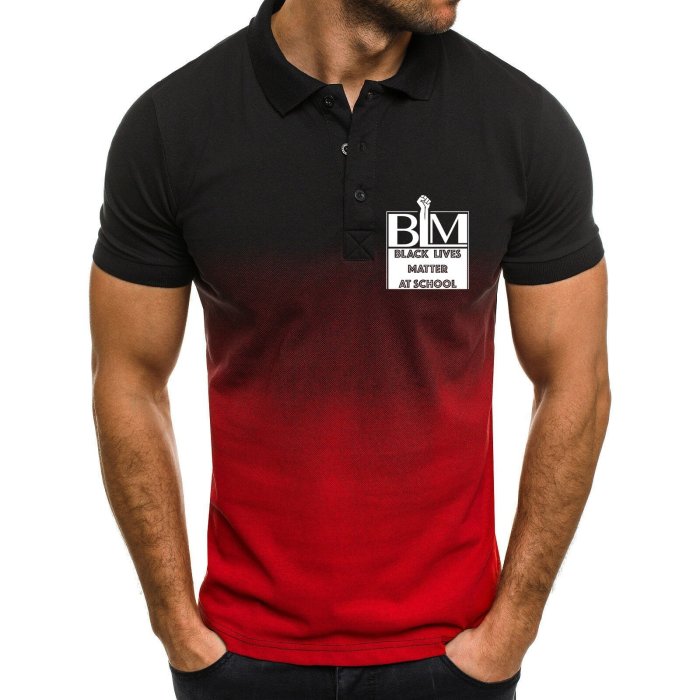 Men'S Short Sleeves Popular Gradient Color Oversize Casual Shirt