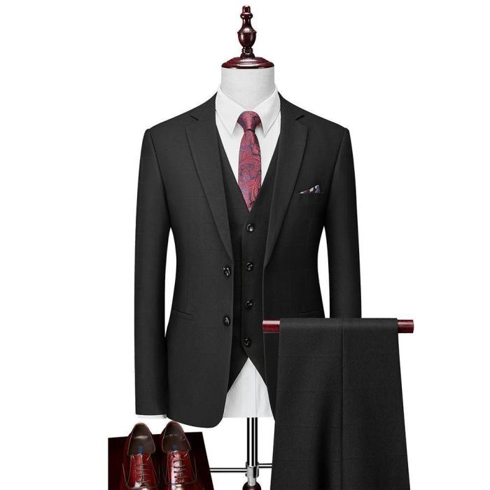 Dark Navy Solid Colored Tailored Fit Polyester Suit