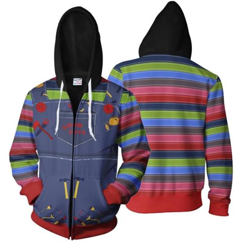 Child'S Play 2 Colorful Straps Movie Unisex 3D Printed Hoodie Sweatshirt Jacket With Zipper