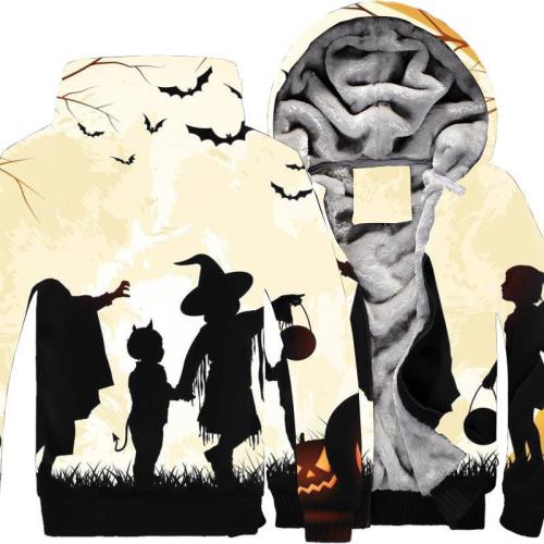 Halloween Autumn And Winter Men'S Cotton Zipper Hooded Long Sleeves