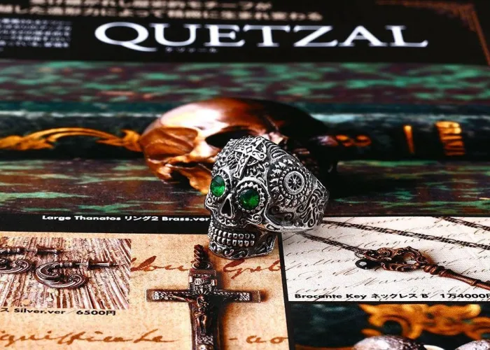 Carved Gothic Biker Skull Ring