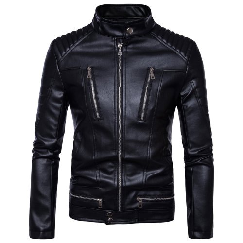 Manswear Slim Zipper Leather Jacket