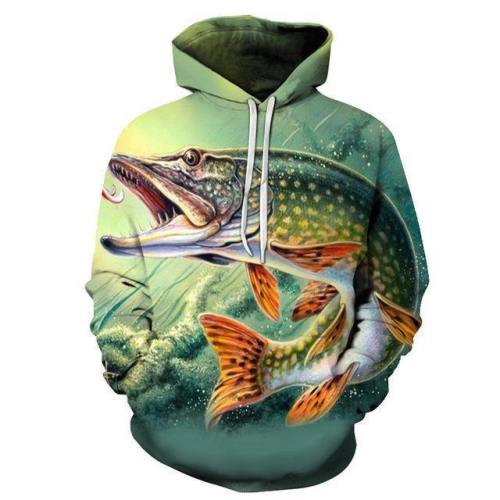 Fish Sharp Teeth 3D Sweatshirt Hoodie Pullover