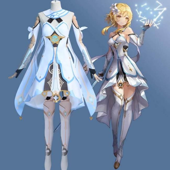 Genshin Impact Traveler Lumine Cosplay Costume Ying White Suit Outfits