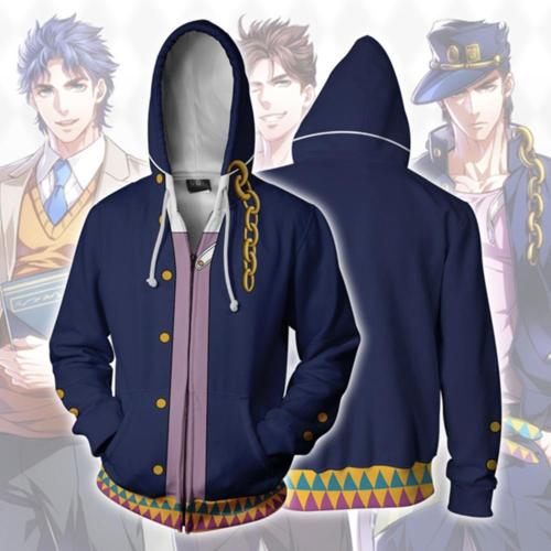 Jojo'S Bizarre Adventure Anime Kujo Jotaro Cosplay Unisex 3D Printed Hoodie Sweatshirt Jacket With Zipper