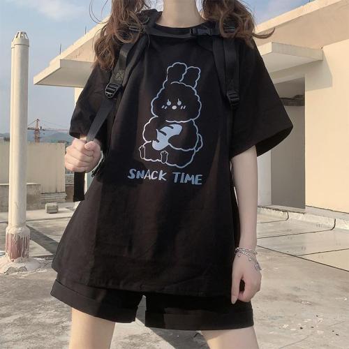 Snack Time Letter Bunny Print T-Shirt