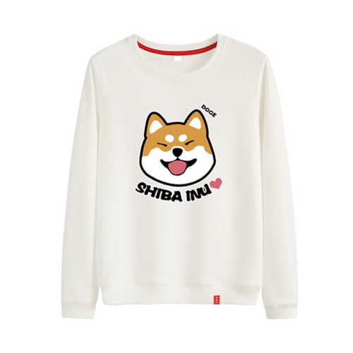 Shiba Inu Cotton Sweatshirt - Cartoon Dog Print Sweatshirt Pullover