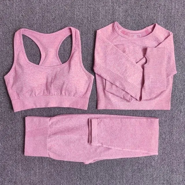 2/3/5Pcs Seamless Women Yoga Set Workout Sportswear