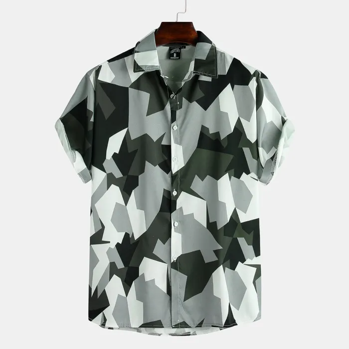 Men Printed Simple Style Summer Casual Short Sleeve