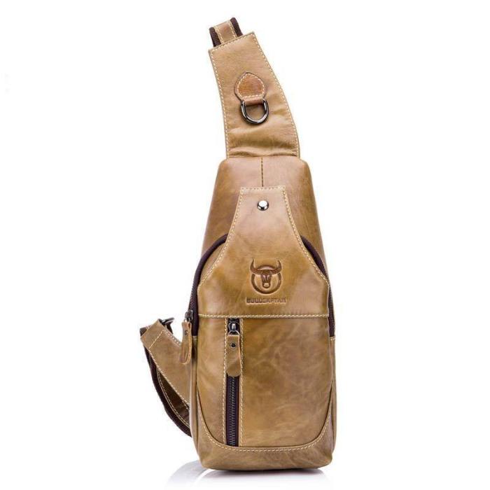 Genuine Leather Large Size Single-Shoulder Crossbody Bag For Men