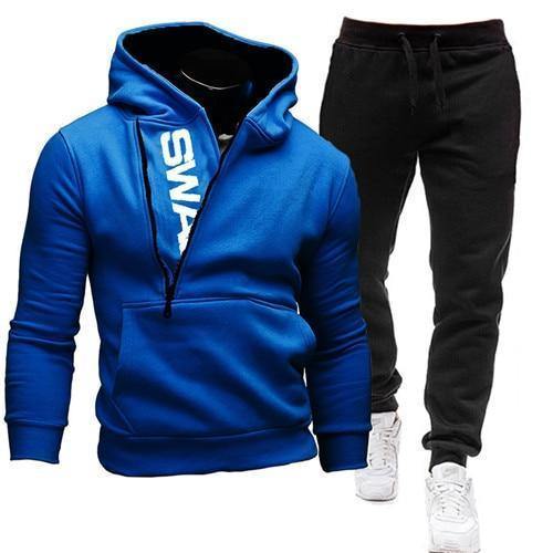 Tracksuit Men 2 Pieces Set Sweatshirt + Sweatpants Sportswear Zipper Hoodies Casual Mens Clothing Ropa Hombre Size S-3Xl