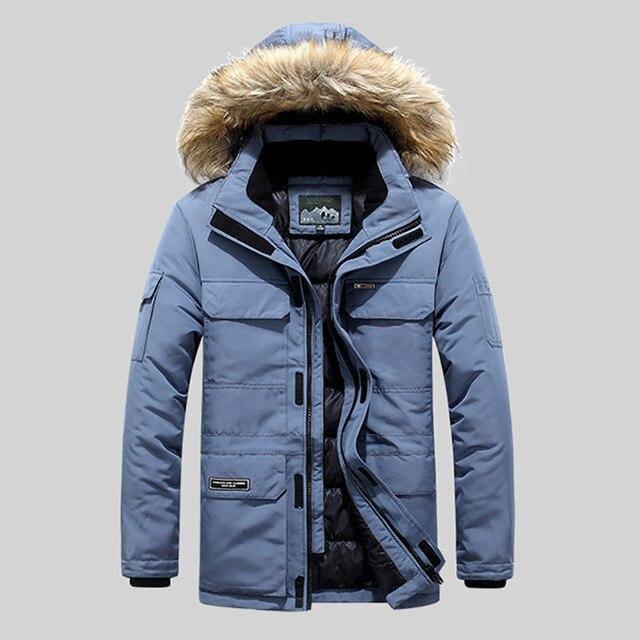 Winter Jacket Mens Casual Windbreaker Multi-Pocket Outdoor Parka