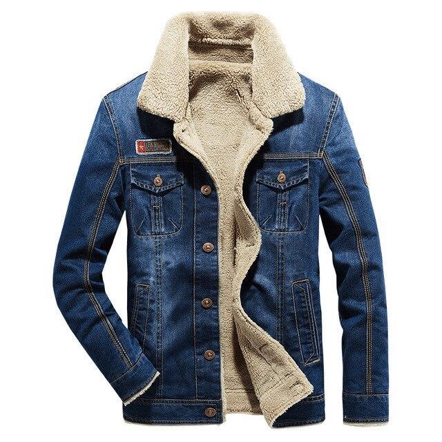 Chaifenko Men'S Winter Warm Brand Casual Denim Jacket Parkas Men Windproof Fleece Thick Coat Men Fashion Fur Collar Men Jacket