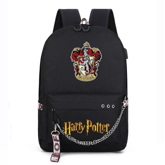 Harry Potter Four College Badge Cosplay Bag Usb Charging Backpack Halloween Props
